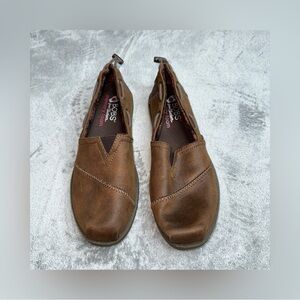 BOBS From Skechers Womens Chill Luxe Buttoned Up Brown Faux Leather Flat Sz 7